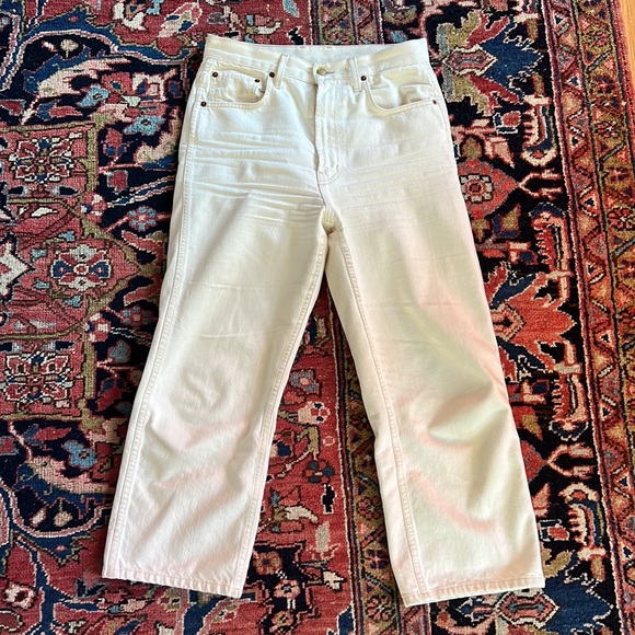 B-Sides High Rise White Cropped Straight Leg Jeans, Size 28 - Picture 2 of 2